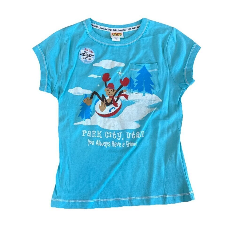 Pocket Pals Organic Cotton Youth Shirt Souvenir Park City Utah Monkey Tubing